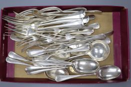 A George V part canteen of silver Hanovarian pattern flatware by William Hutton & Sons,comprising