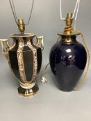 Two pottery table lamps