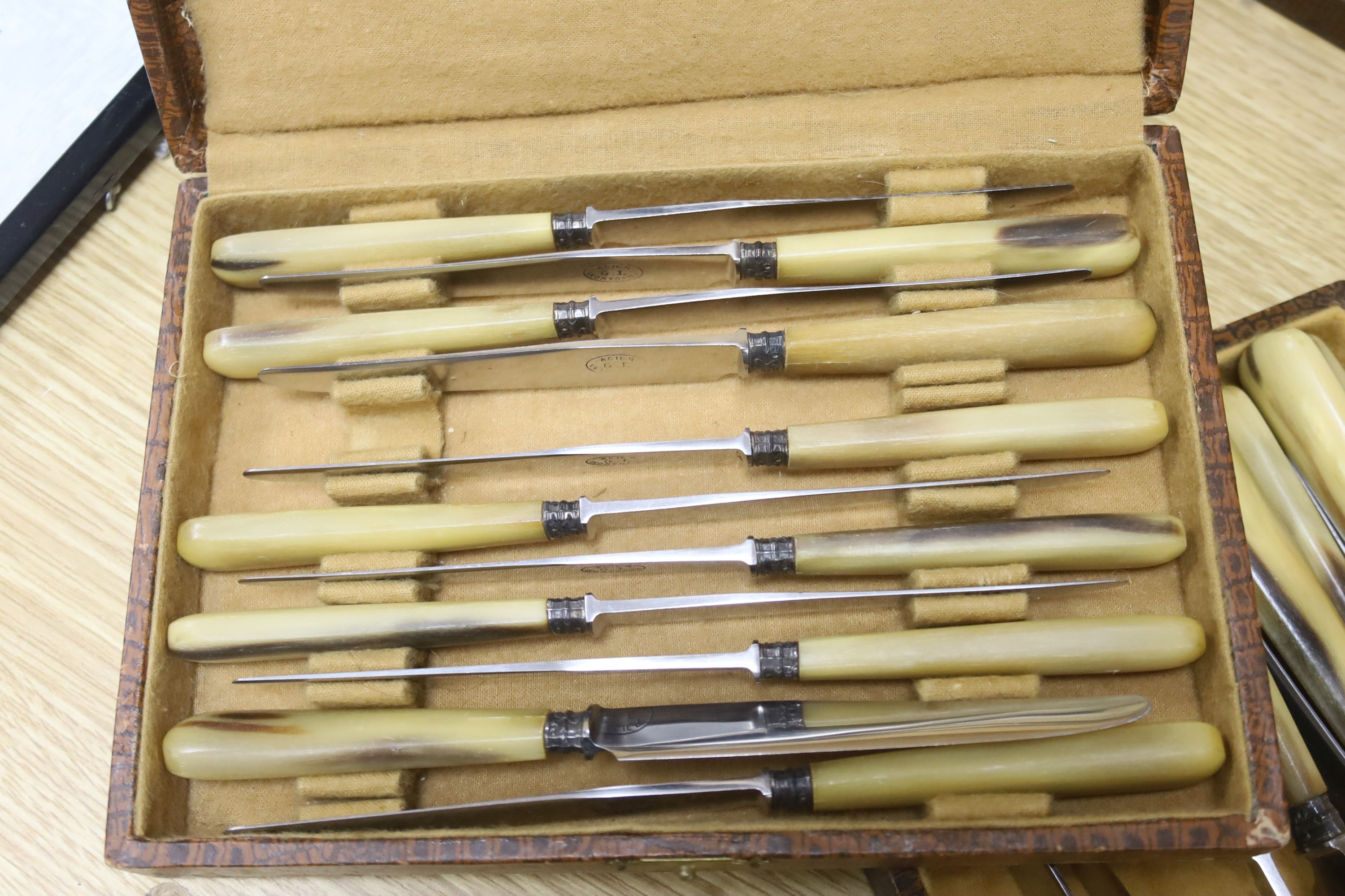 Three cased sets of horn handled flatware - Image 2 of 4