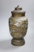 A Japanese bronze converted oil lamp, height 36cm