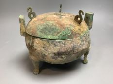 A Chinese archaic bronze ding vessel and cover, Han dynasty