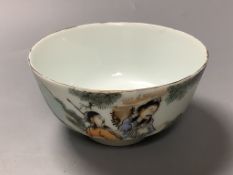 A Chinese enamelled porcelain 'scholar's' bowl, height 11.5cm