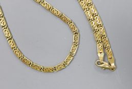 A 14ct gold fancy link necklace,54cm, 35.9 grams.