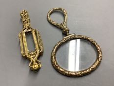 A late 19th century French yellow metal (18ct poincon mark) lorgnette and a yellow metal overlaid