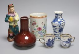 A Chinese export jug together with other Chinese ceramics, tallest 21cm