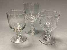 Three 19th century glass rummers, height 19cm