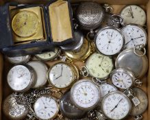 A small collection of assorted mainly based metal pocket watches including Cyma, Zenith and