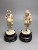 A pair of South German ivory figures, 20th century, tallest 18cm