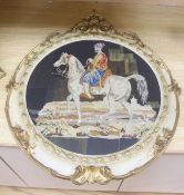 A 19th century Berlin woolwork panel of a horse and rider, framed, overall length 74cm