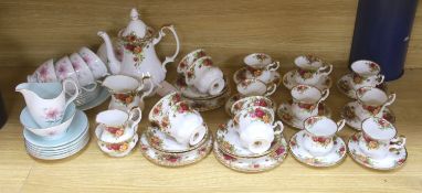A Royal Albert Old Country Roses part tea and coffee set, together with Elfin