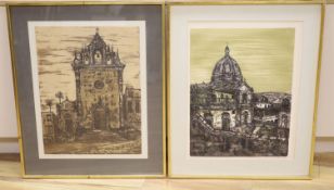 Richard Beer (1928-2017), two limited edition prints, Piazza Armernia, 47/100 and Noto III, 16/100,