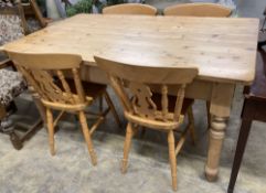 A Victorian style rectangular pine kitchen table, length 152cm, depth 90cm, height 78cm, together