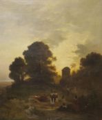 French School, 1864, oil on canvas, Water carriers at sunset, indistinctly signed Hertel? and dated