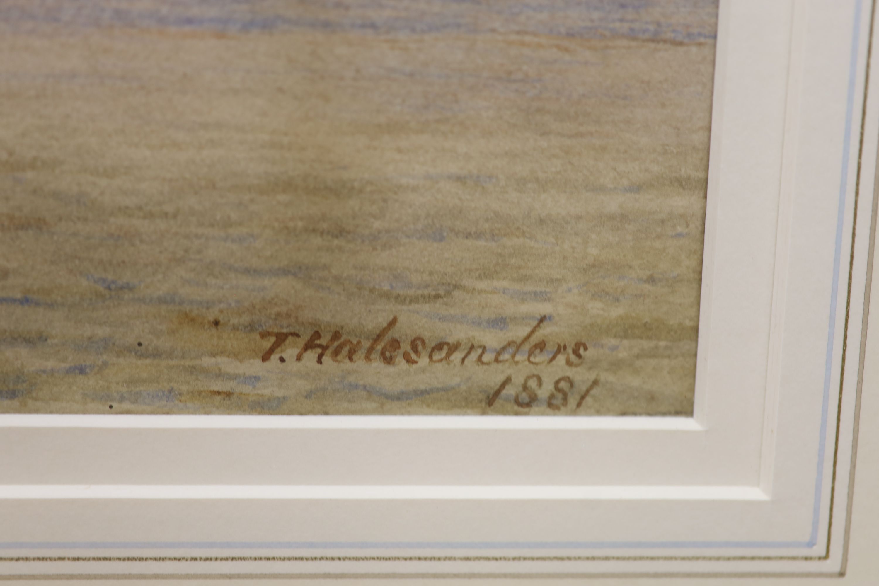 Thomas Hale Sanders (fl.1880-1906), watercolour, ships along the coast, signed and dated 1881, 27 x - Image 3 of 3