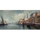 U. Bandini (b.1910), oil on canvas, The Grand Canal, Venice, signed, 40 x 80cm