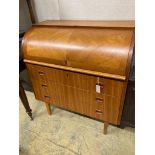 A teak cylinder bureau, length 89cm, depth 47cm, height 96cm