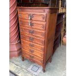 An 18th century style French mahogany tall chest, width 74cm, depth 45cm, height 136cm