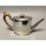 A George III silver oval teapot, with engraved armorial, Emes & Barnard, London, 1810 (a.f.).height