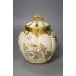 A Royal Worcester melon panelled pot pourri vase, height 19cm overall