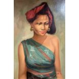 A* Hasim (Indonesian 1921-1982), oil on board, portrait of a native girl,signed60 x 40cm