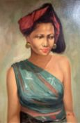 A* Hasim (Indonesian 1921-1982), oil on board, portrait of a native girl,signed60 x 40cm