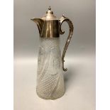 An Edwardian silver mounted cut glass claret jug, James Deakin & Sons Ltd, Sheffield, 1901, height