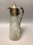 An Edwardian silver mounted cut glass claret jug, James Deakin & Sons Ltd, Sheffield, 1901, height