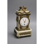 A 19th century bronze and alabaster mantel timepiece, height 28cm