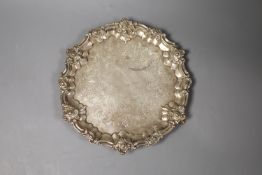 A Victorian silver salver by George Angel & Co, London, 1857, 27.5cm, 18.5oz.