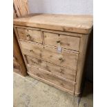 A Victorian pine chest, width 89cm, depth 42cm, height 99cm