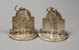 A pair of 1930's Royal Corps of Signals silver menu holders, H. Phillips, London, 1935/6,height