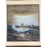 Charles Edward Hannaford, R.B.A. (1863-1955). Seascape. Framed watercolour.