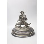 A 19th century French bronze group of a sportsman with a Retriever, height 35cm