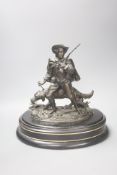 A 19th century French bronze group of a sportsman with a Retriever, height 35cm