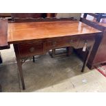 A George III style kneehole dressing table, width 114cm, depth 57cm, height 82cm