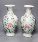 A pair of Chinese famille rose vases, height 40cm