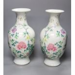 A pair of Chinese famille rose vases, height 40cm