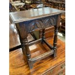 An 18th century style oak joint stool, width 45cm