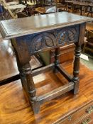 An 18th century style oak joint stool, width 45cm