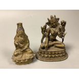 Two Himalayan bronze figures of Bodhisattvas, height 11cm