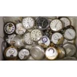A collection of assorted, mainly base and white metal pocket watches, including Hebdomas, Hamilton