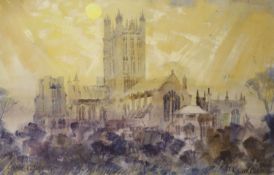 Michael Lawrence Cadman (1920-2012), watercolour, Wells Cathedral, signed and dated 1978, 26 x 39cm