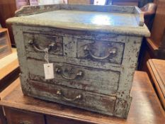 A small Indonesian painted hardwood four drawer chest, width 51cm, depth 45cm, height 41cm