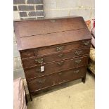 A George III oak bureau, width 94cm, depth 49cm, height 105cm