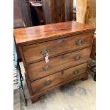 A George III mahogany three drawer chest, width 90cm, depth 48cm, height 83cm