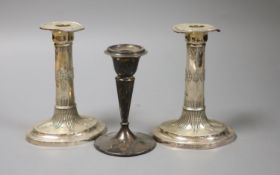 A pair of late Victorian silver dwarf candlesticks, George Howson, Sheffield, 1900, 15.2cm and one