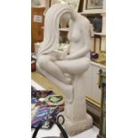 A faux marble figure of a seated nude, on plinth, height 81cm