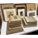 Frank Brangwyn, a collection of eight assorted prints and books; unsigned lithograph, Figures with