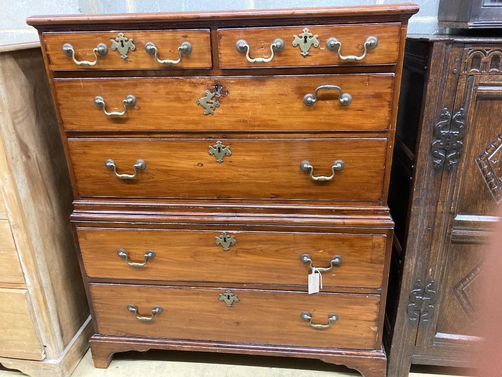 An early 19th century two part fruitwood chestfitted two short drawers and four graduated long - Image 4 of 4