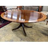 A George III style rosewood banded mahogany oval breakfast table, length 170cm, width 120cm, height